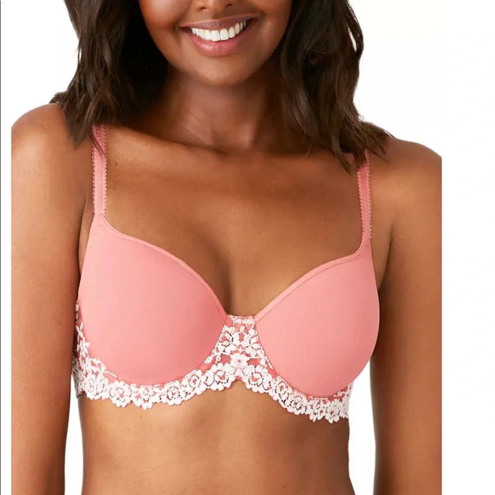 NWT Wacoal Embrace Lace Contour Bra 853191 Pink Size 32DD